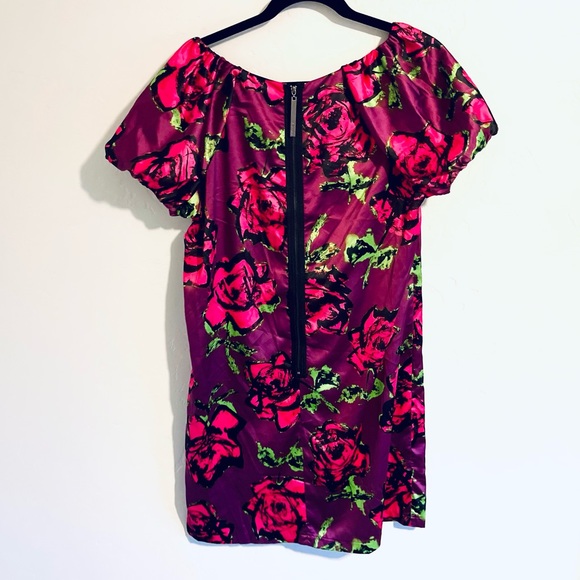 KENSIE Silky Painted Graffiti Roses Magenta Dress 12 NWT - Picture 7 of 12